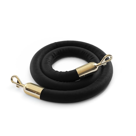 Montour Line Naugahyde Rope Black With Pol.Brass Snap Ends 10ft.Cotton Core HDNH510Rope-100-BK-SE-PB
